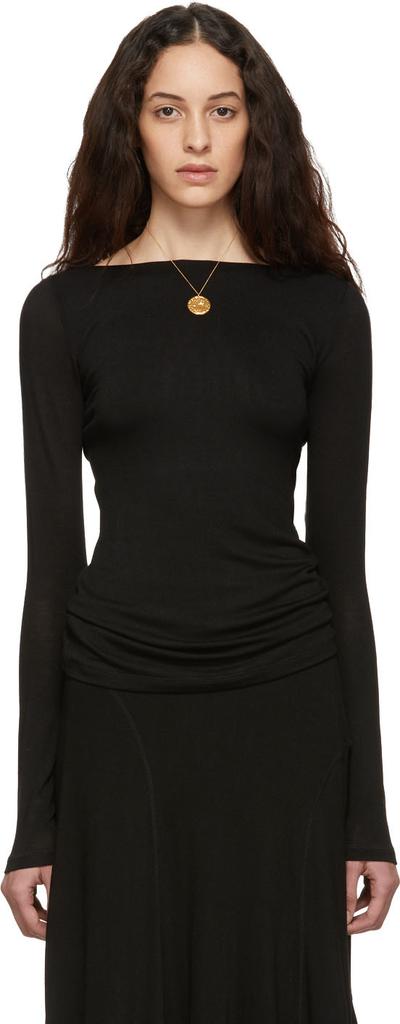 【関税込み】TOTEME ブラック ニット 長袖Tシャツ Totême Black Rimont T-Shirt - BeyondStyle