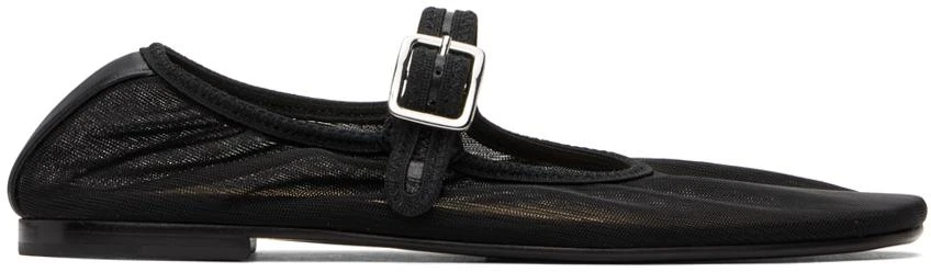 Sandy Liang SSENSE Exclusive Black Mary Jane Mesh Ballerina Flats 1