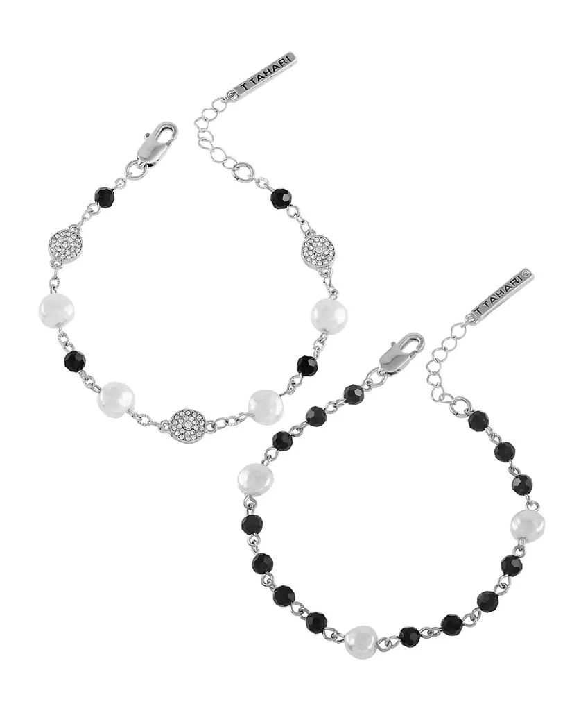 T Tahari Silver-Tone Line Bracelet Duo Set 1