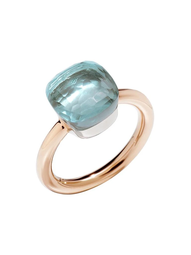 Pomellato Nudo 18K Rose Gold &amp; Blue Topaz Petite Square Ring 1