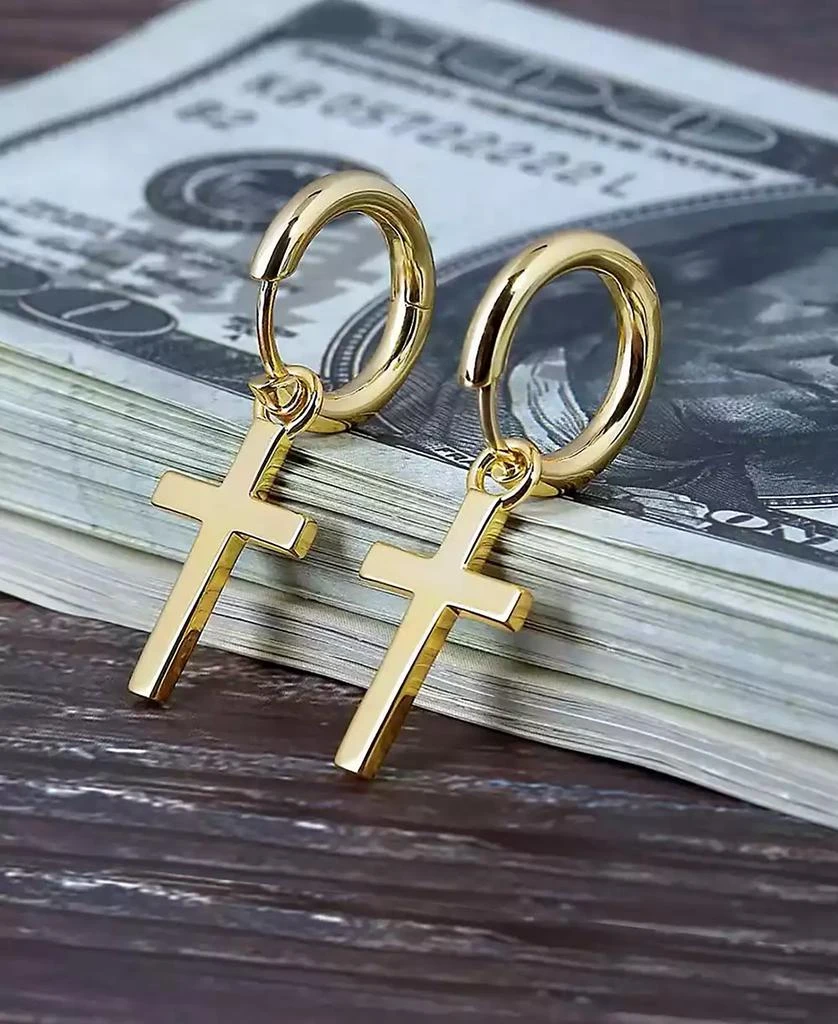 Rhona Sutton Men
s Classic Cross Hoop Earrings in Sterling Silver 9