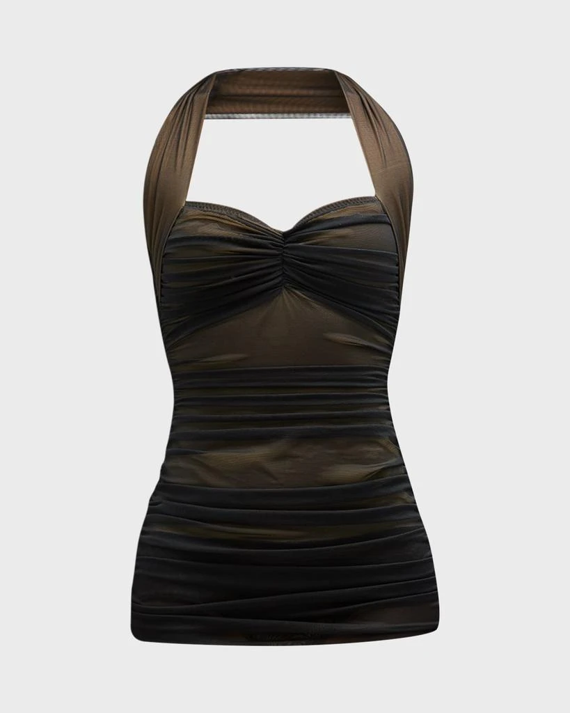Norma Kamali Bill Mio Ruched Mesh One-Piece Swimsuit 1