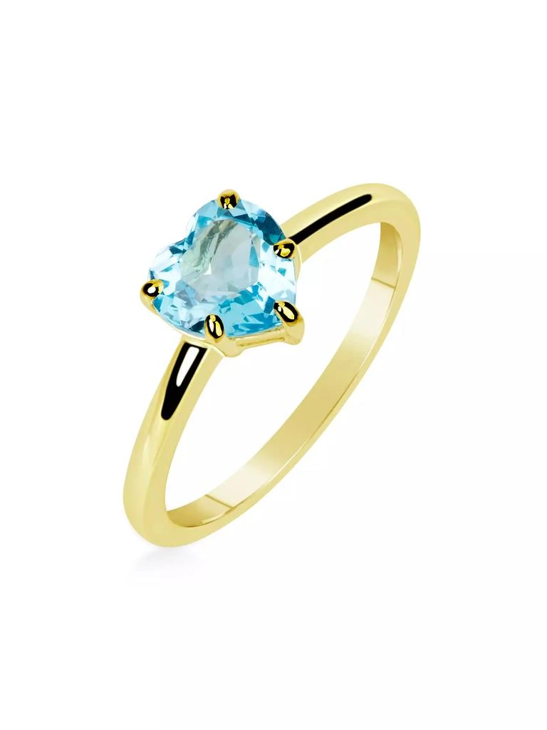 Meira T 14K Yellow Gold & Blue Topaz Heart Ring 1