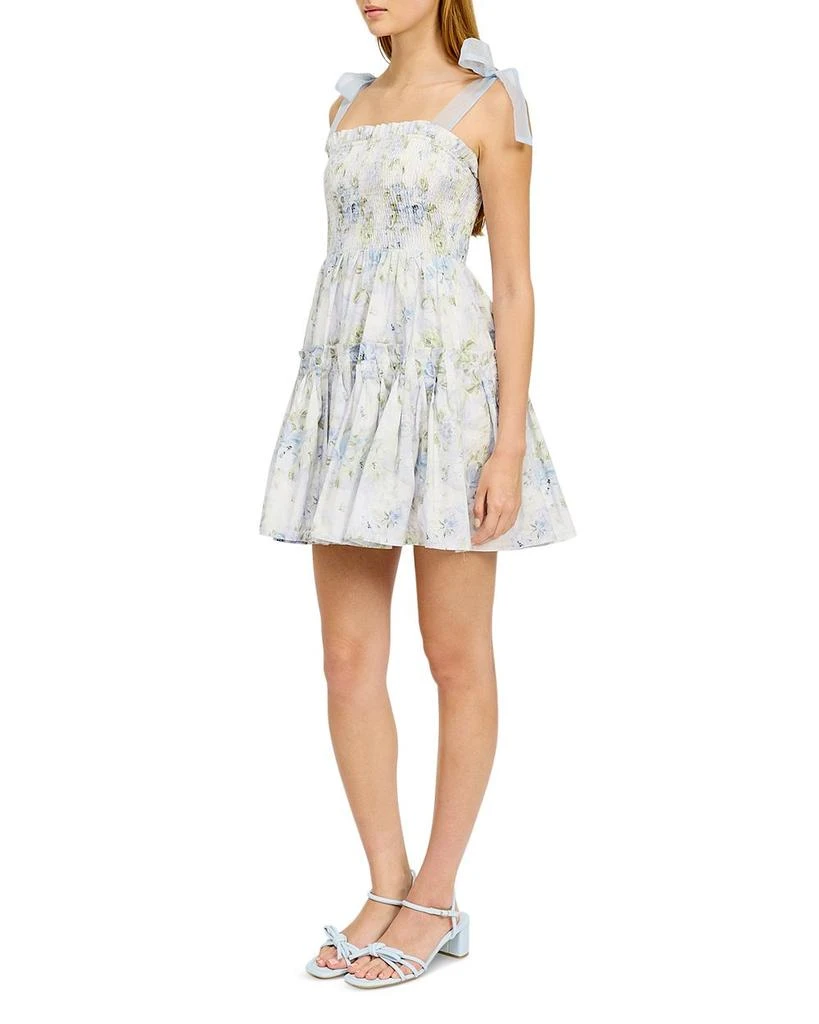 En Saison Smocked Contrast Organza Tie Mini Dress 7