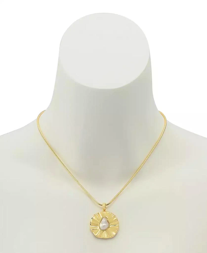 Robert Lee Morris Faux Cultivated Pearl Textured Coin Pendant Necklace 3