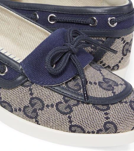 Gucci GG Canvas leather-trimmed boat shoes 4
