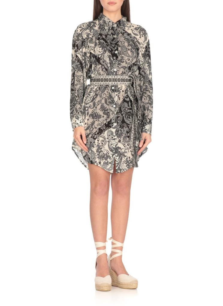 MISS BIKINI Paisley-Patterned Grey Viscose Caftan With Matching Belt