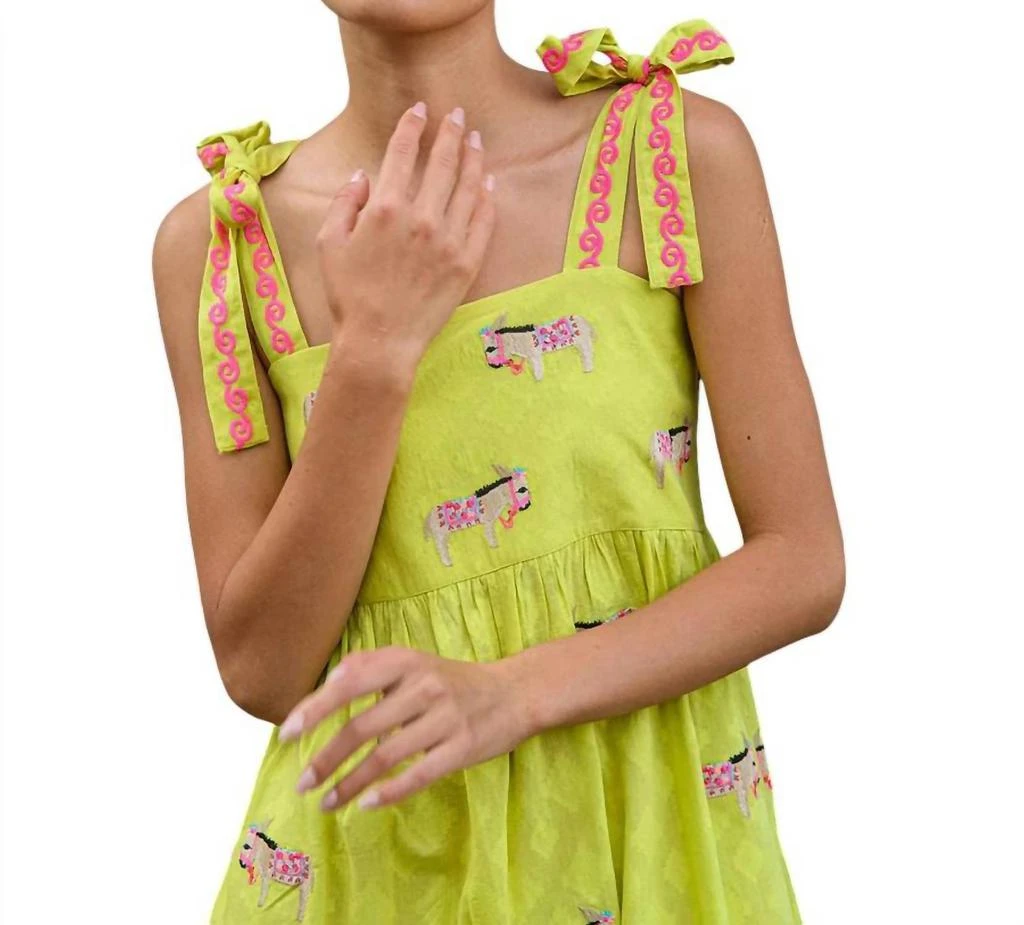 Nimo With Love Agate Donkey Midi Dress In Lime 3