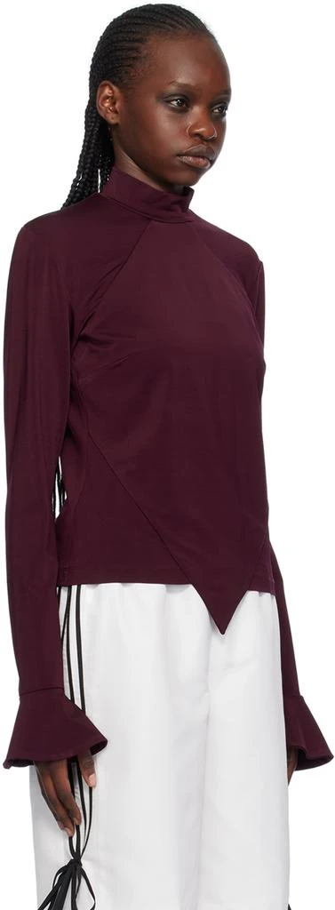 FIDAN NOVRUZOVA Burgundy Flared Cuff Long Sleeve T-Shirt 2
