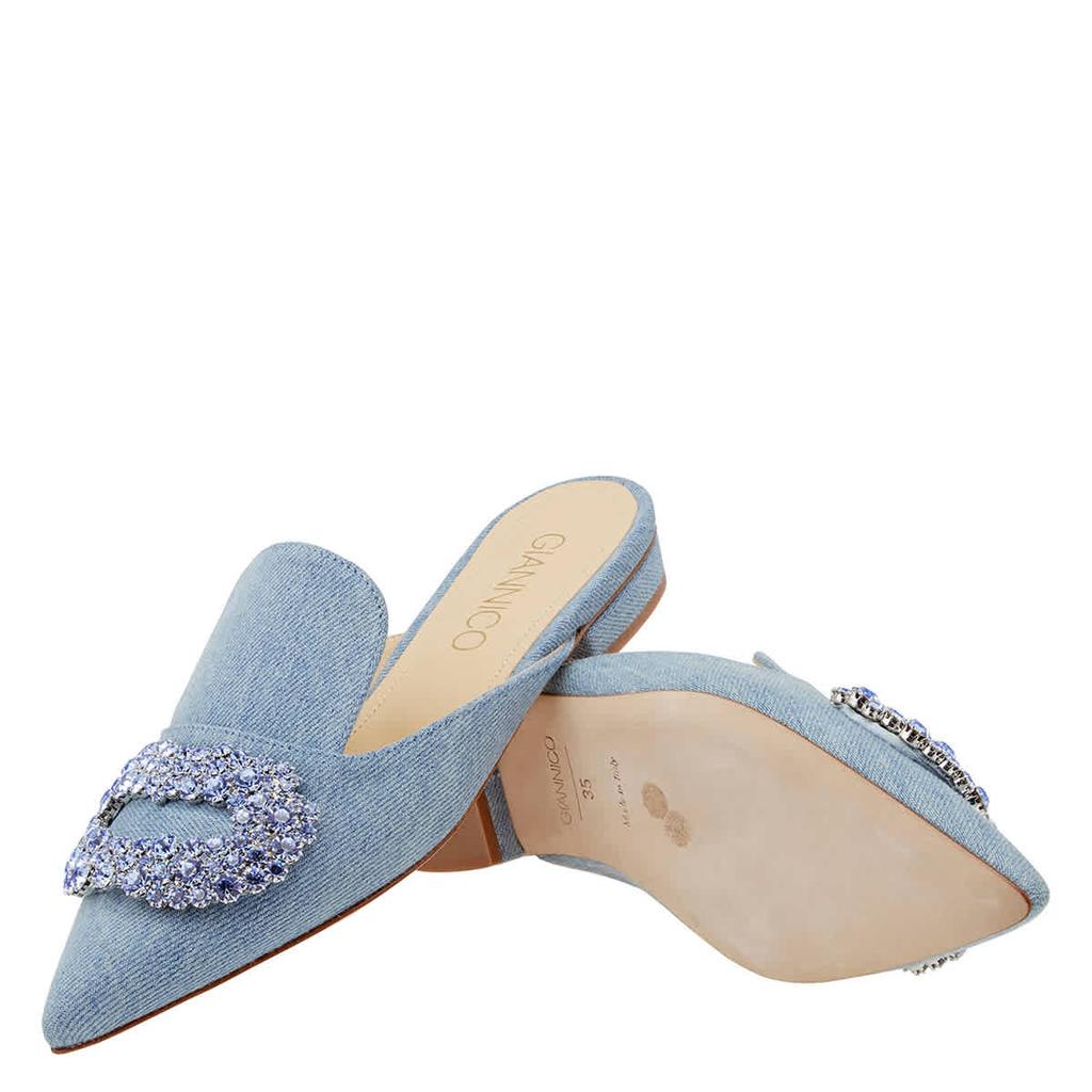 GIANNICO Daphne Crystal-embellished Woven Flat Sandals