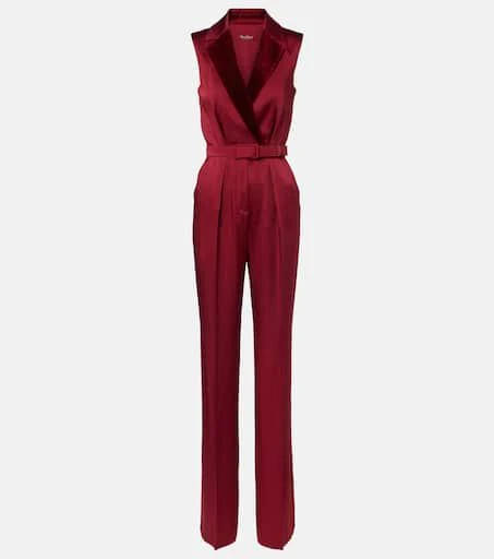 Max Mara Scalata velvet-trimmed satin jumpsuit 1