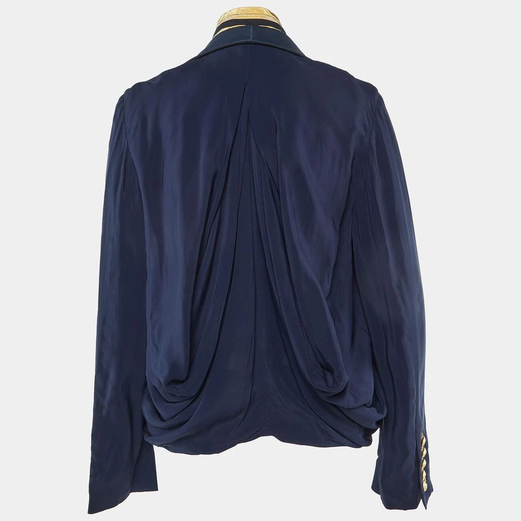 Balenciaga Balenciaga Navy Blue Crepe Panelled Button Detail Jacket M 2