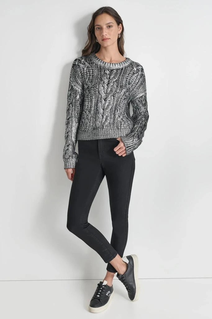 DKNY FOIL PRINT CHUNKY CABLE SWEATER 3