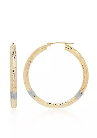 Belk 
Co. Chevron Hoop Earrings in 14K Yellow Gold