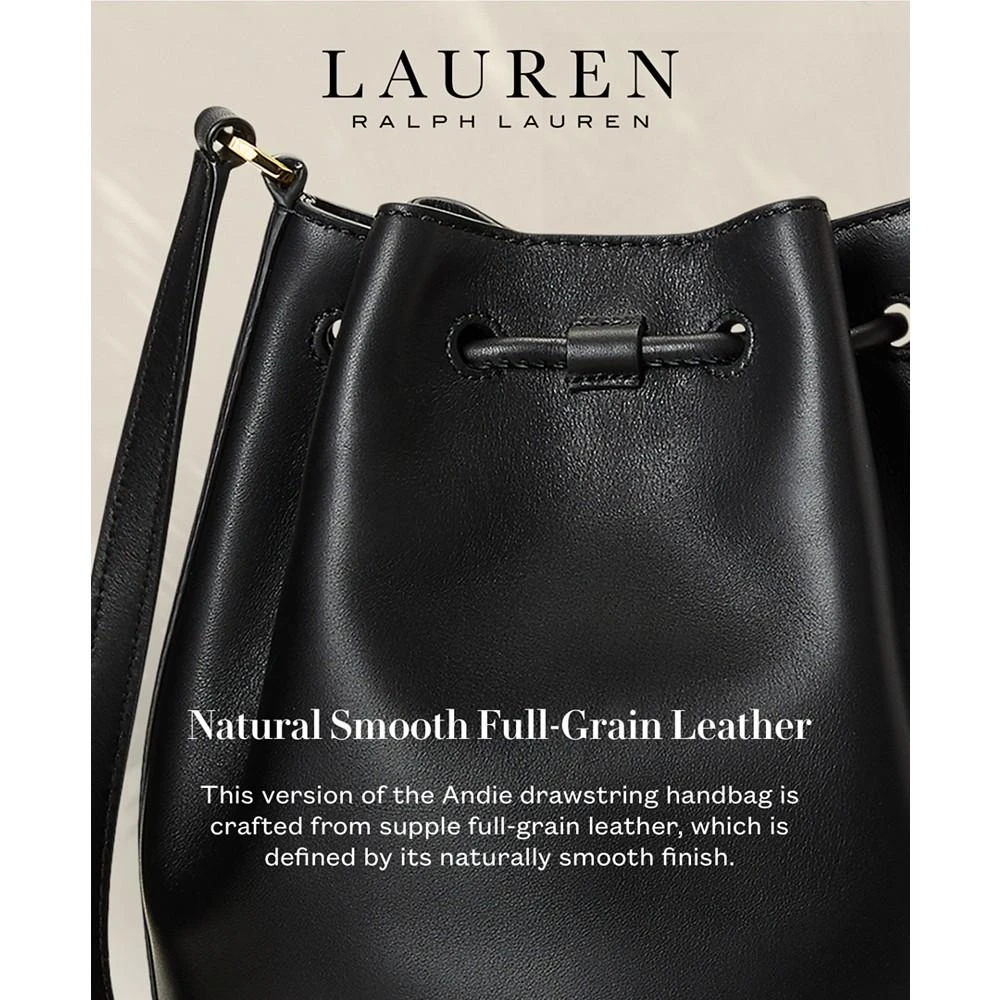 Lauren Ralph Lauren Women's Smooth Leather Medium Andie Drawstring Bag 4