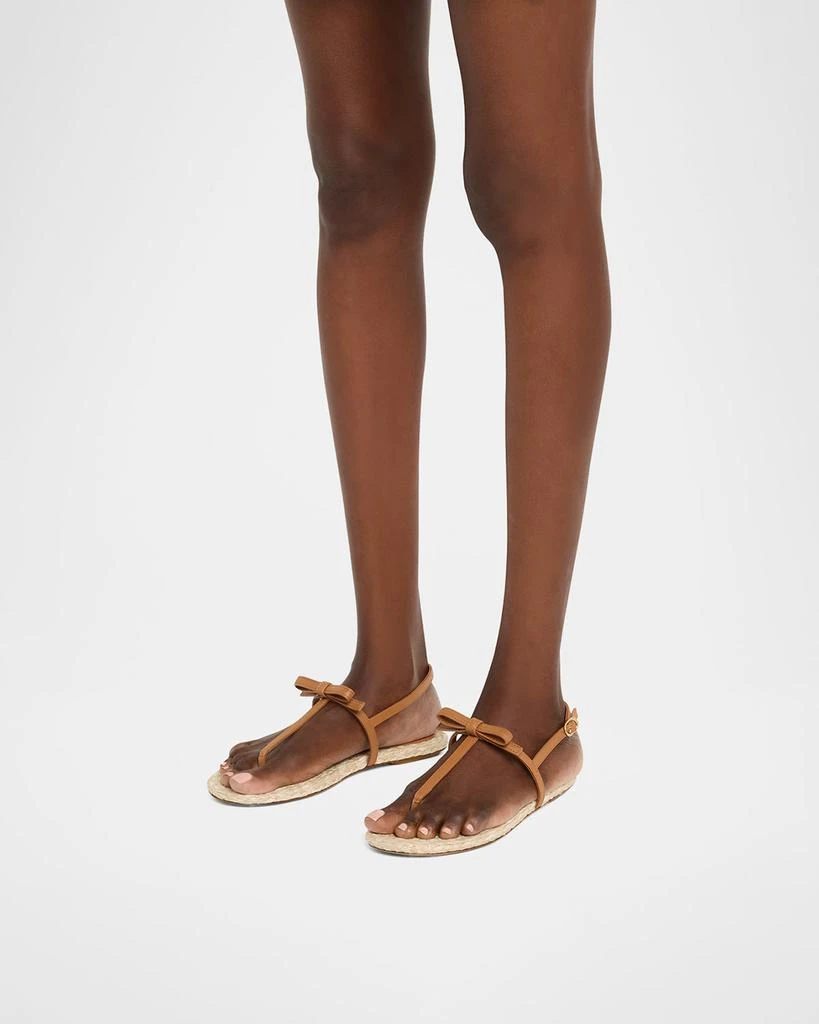 Stuart Weitzman Felicity Leather Bow Espadrille Sandals 2