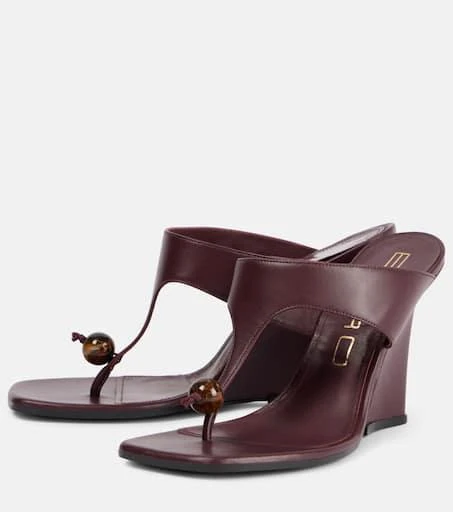 ETRO 90 leather wedge sandals 4