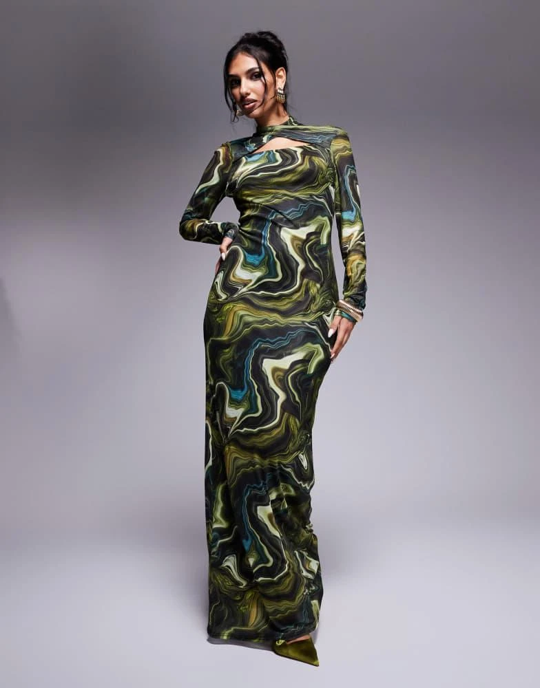 Shop Daska maxi dress in green abstract swirl print on Sale at BeyondStyle   Get 65% Off Daska maxi dress in green abstract swirl print with  Limited-Time Flash Deals, Exclusive Discounts, and