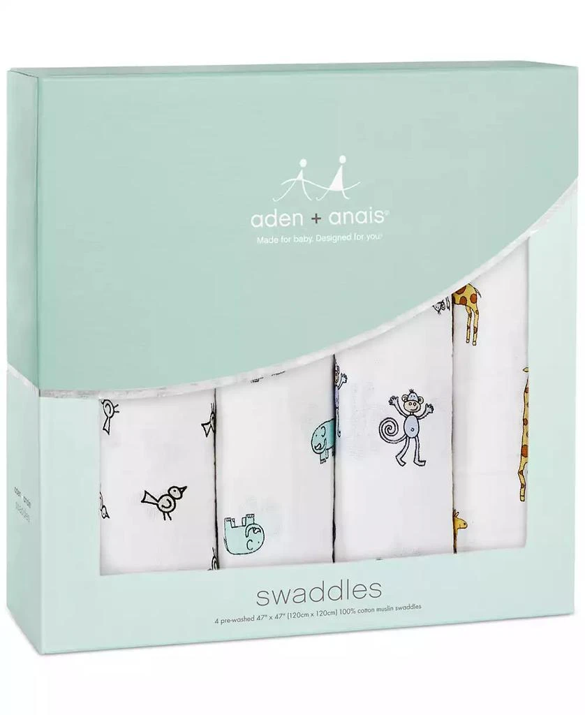 aden + anais Baby Boys or Baby Girls Jungle Swaddles, Pack of 4 3