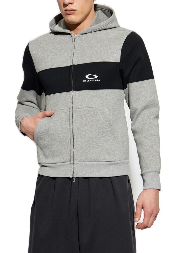 Shop Balenciaga Logo Embroidered Zipped Hoodie on Sale at