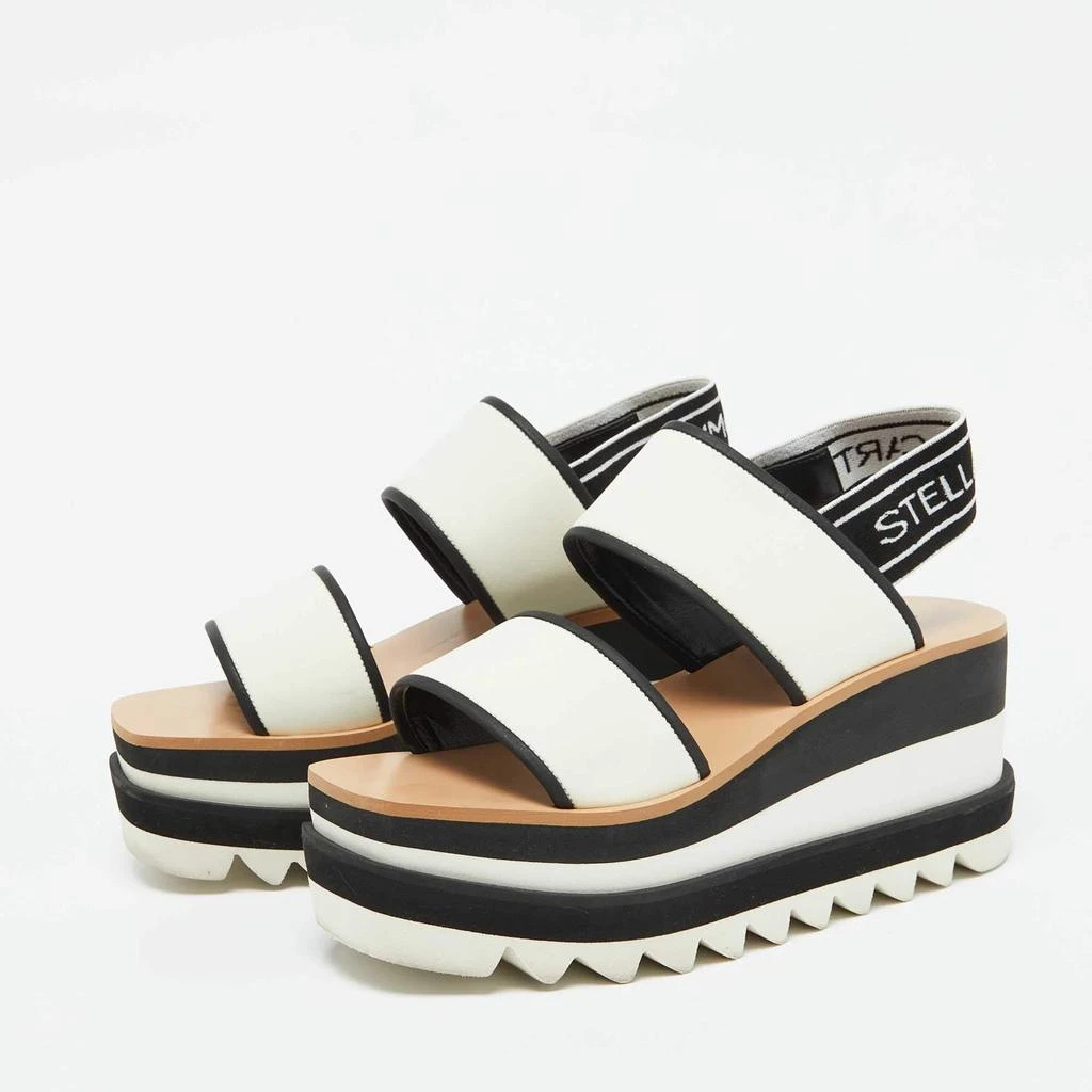 Stella McCartney Stella McCartney White/Black Fabric Elyse Platform Wedge Sandals Size 37 2