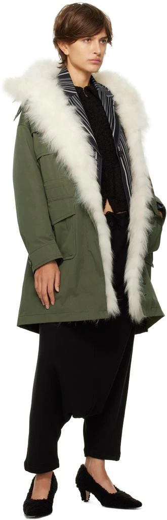 Yves Salomon - Army Khaki Bachette Shearling Down Coat 4