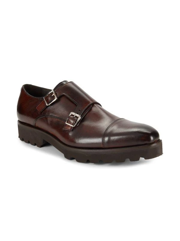 Saks Fifth Avenue Leather Double Monk Strap Shoes 2