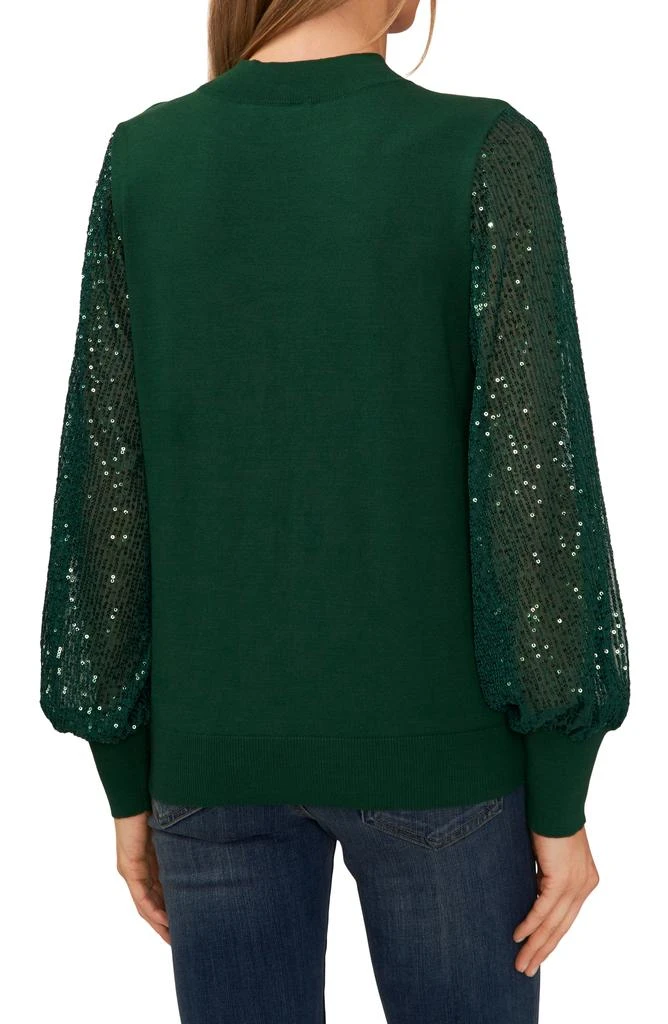 CeCe Sequin Sleeve Mock Neck Sweater 2