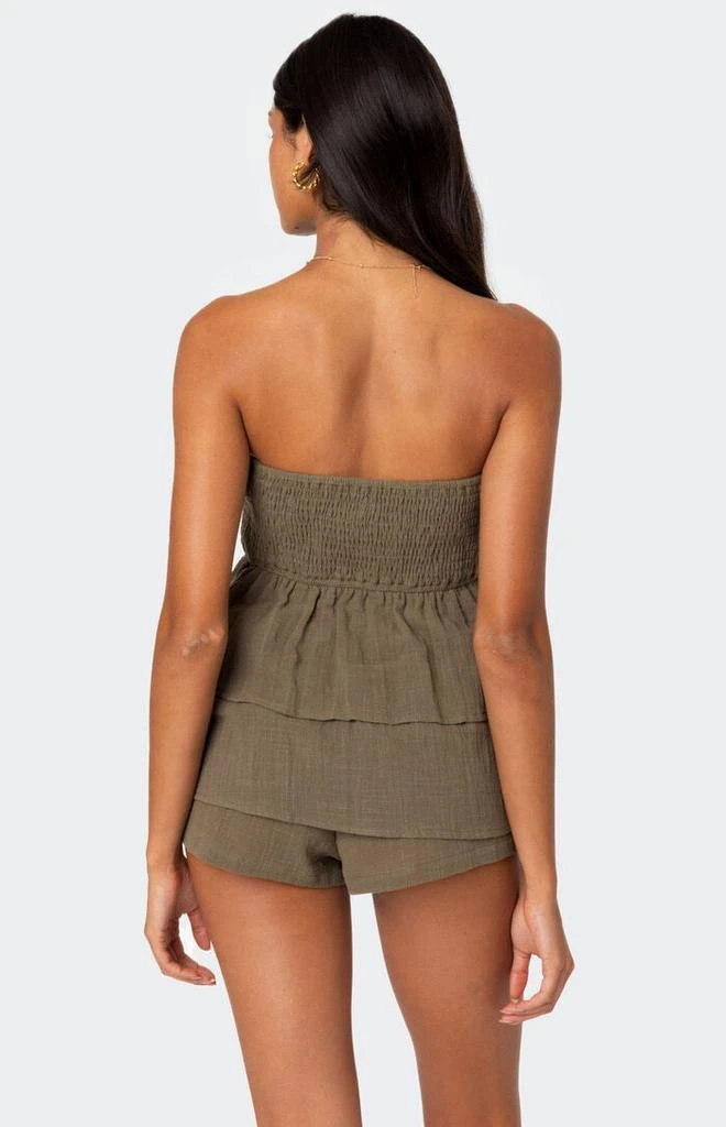 Edikted Harleigh Ruffled Linen Look Tube Top 5