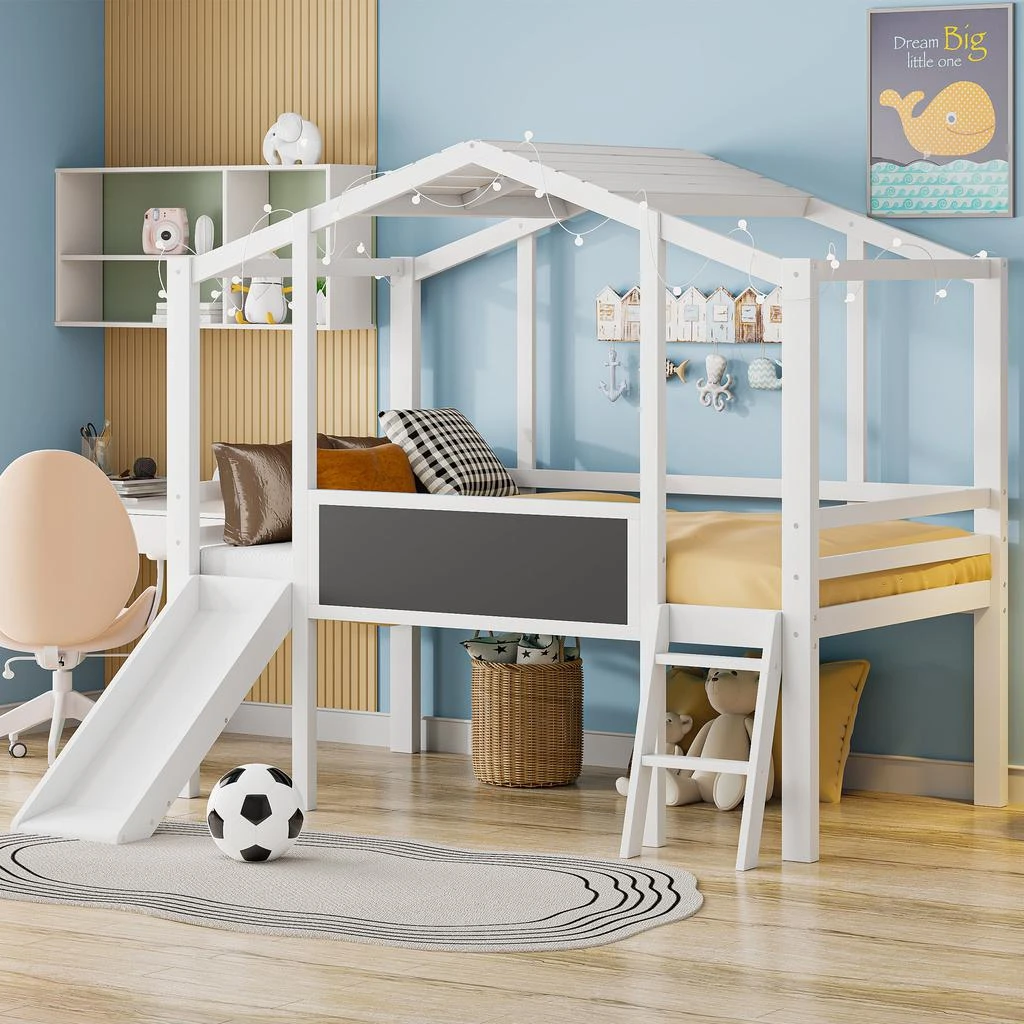 Streamdale Furniture Streamdale Twin Size Loft Bed with Ladder and Slide