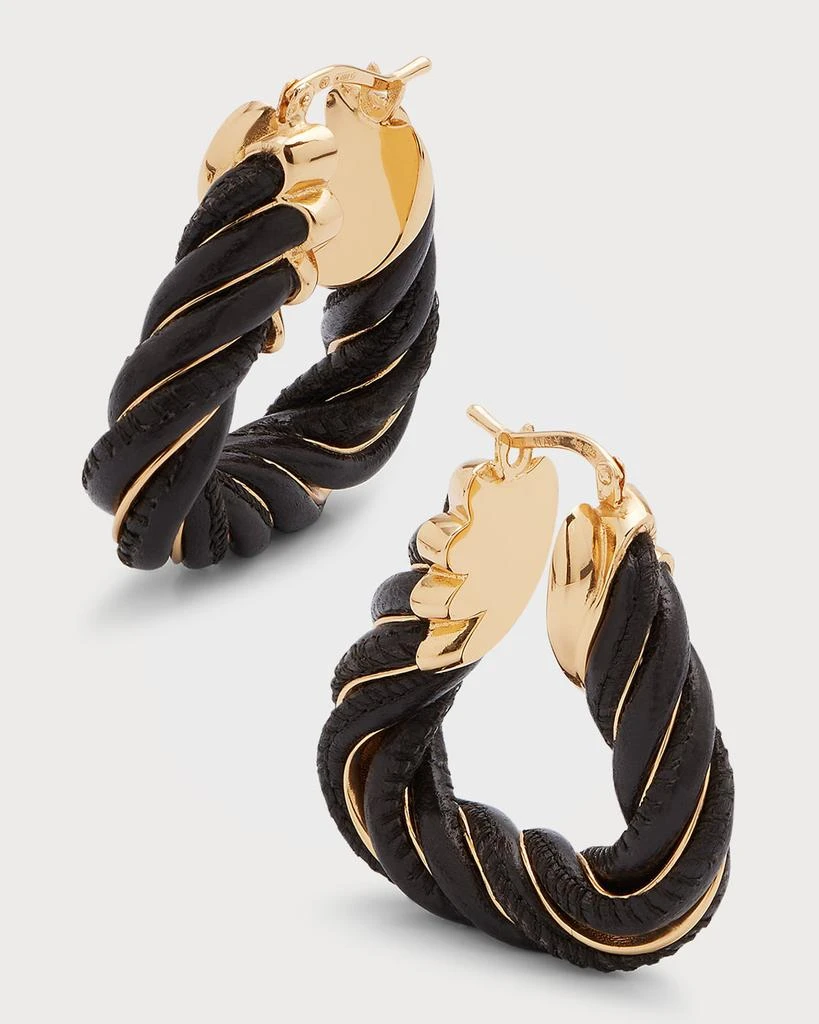 Bottega Veneta Leather Twist Triangle Hoop Earrings 3