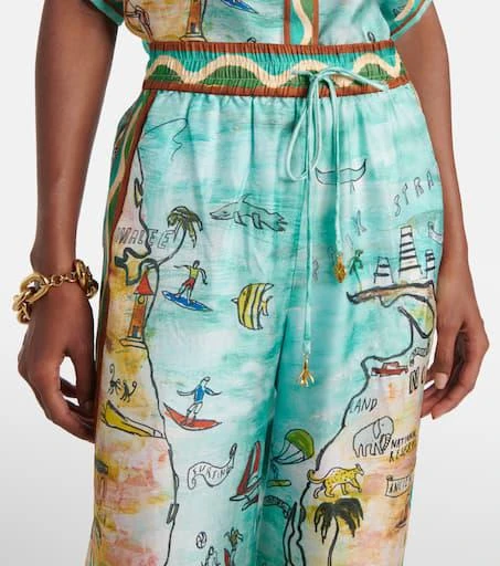 ALÉMAIS Swell printed silk twill pants 4