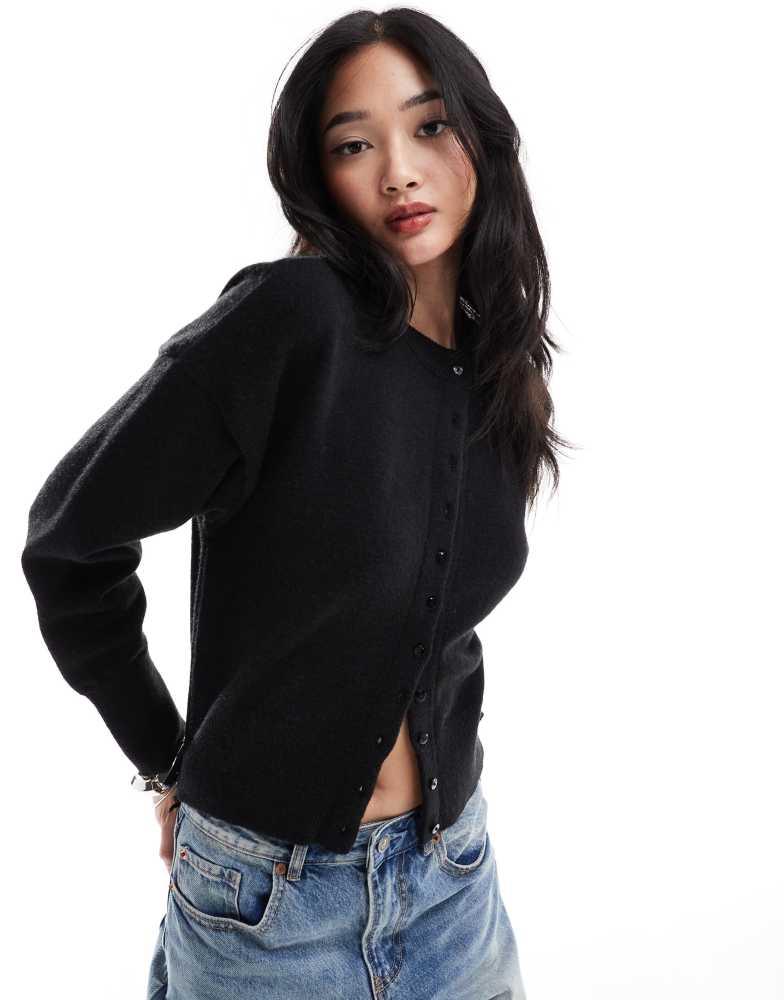 Daisy Street Daisy Street fitted waist cardigan in black