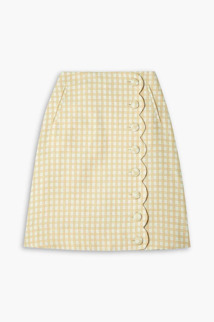 LISA MARIE FERNANDEZ Scalloped checked cotton-blend bouclé-jacquard skirt