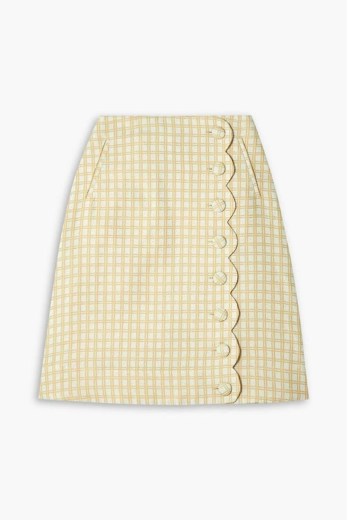 LISA MARIE FERNANDEZ Scalloped checked cotton-blend bouclé-jacquard skirt 1