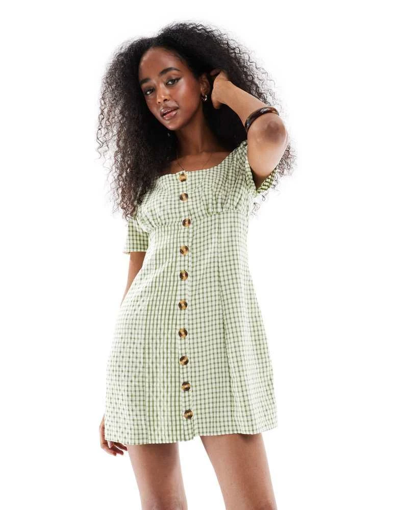 green gingham dress women Eden Green Gingham Sleeveless Performance Seersucker Alcott Golf Dress main image 1