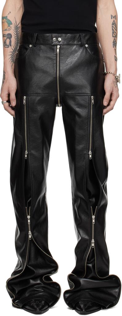 LU'U DAN Black Zipped Riot 5-Pocket Faux-Leather Pants