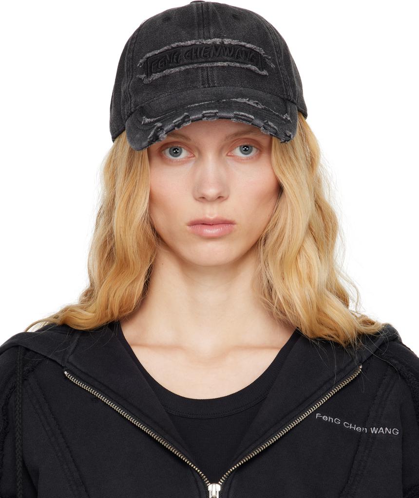 Feng Chen Wang Black Denim Baseball Cap