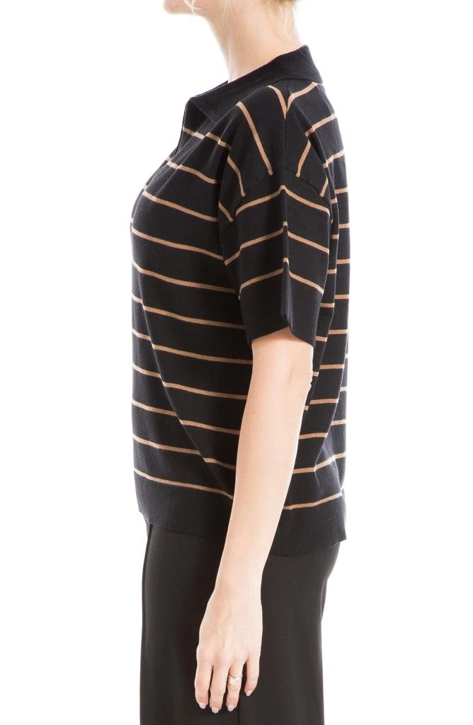 Max Studio Johnny Collar Stripe Knit Polo Sweater 5