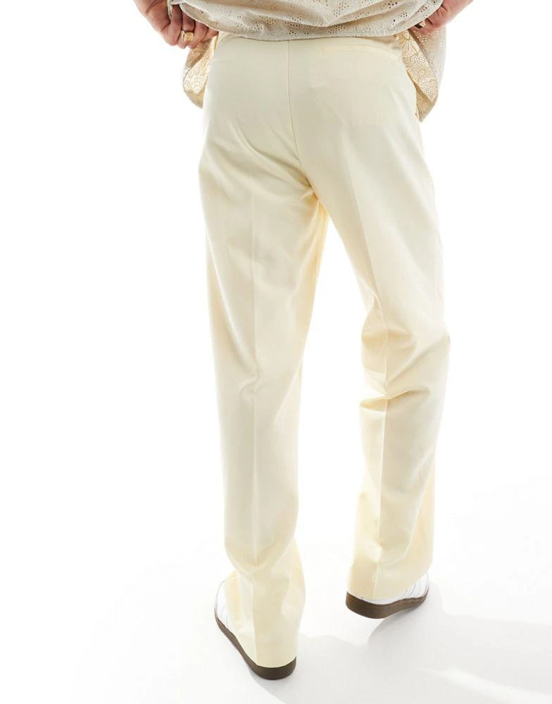 ASOS ASOS DESIGN smart wide leg trousers in dusty yellow 2