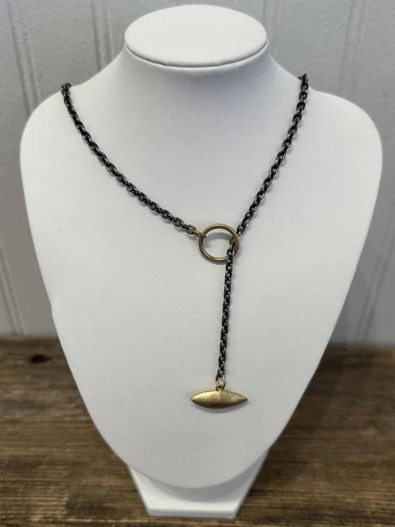 Lisa Ziff Designs Lisa Ziff Designs - 10k Pip Toggle Necklace With Rho Chain