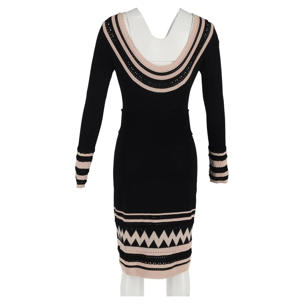 Temperley London Round Neck Midi Fitted Dress in Black Silk 6