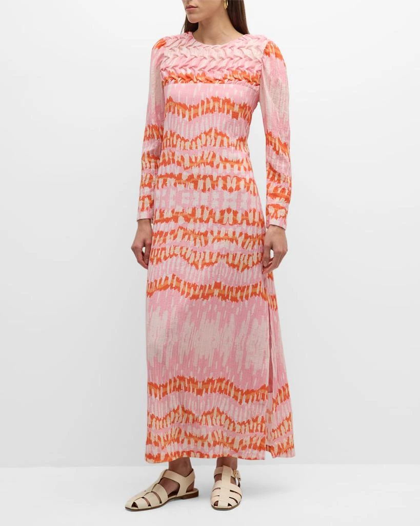 Atelier 17.56 Nicola Abstract-Print Smocked Maxi Dress 3
