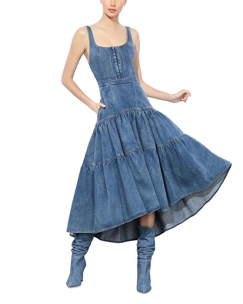 Alice + Olivia Diana Tiered Denim Dress 1
