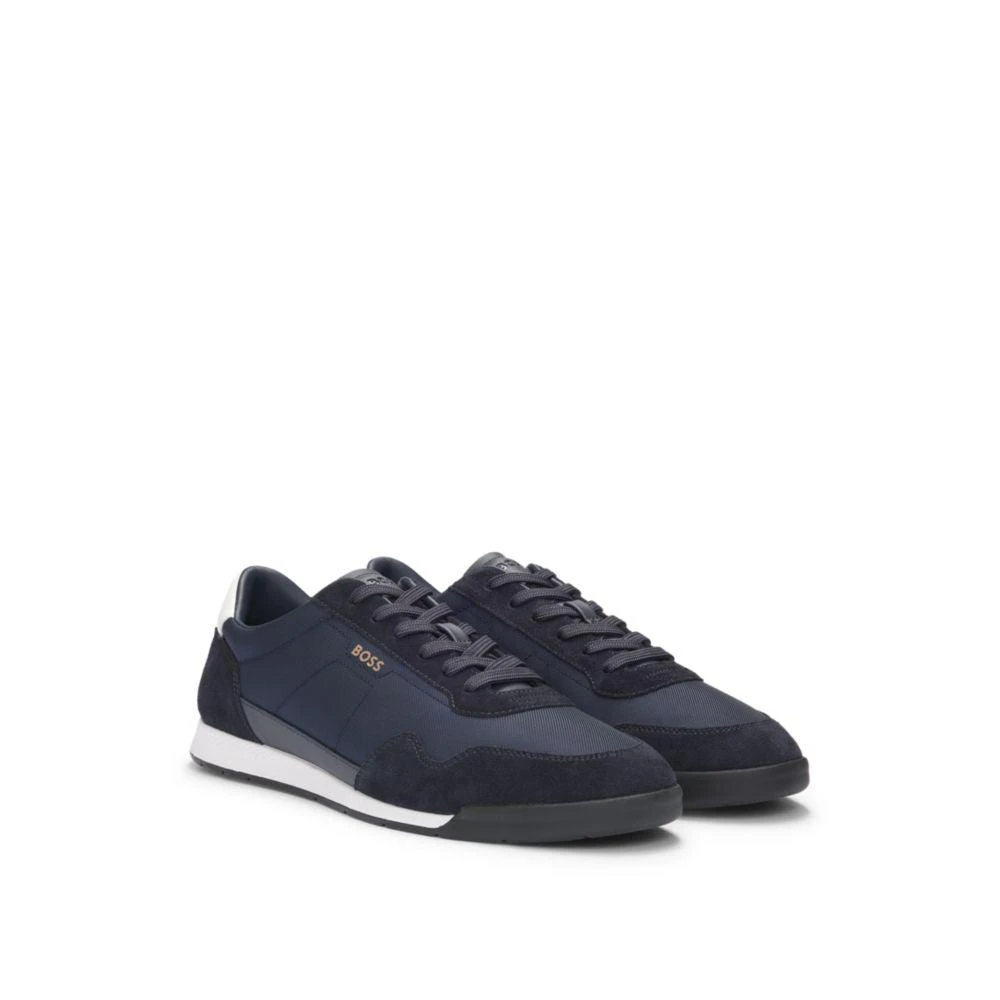 Hugo Boss Mixed-material lace-up trainers with suede trims 1