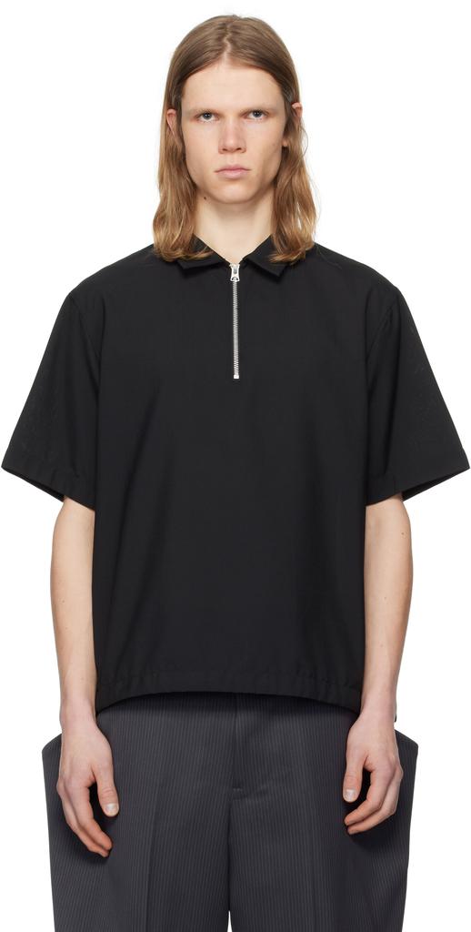 Sacai Men's Cotton Jersey Polo Shirt Black - Polo Shirts