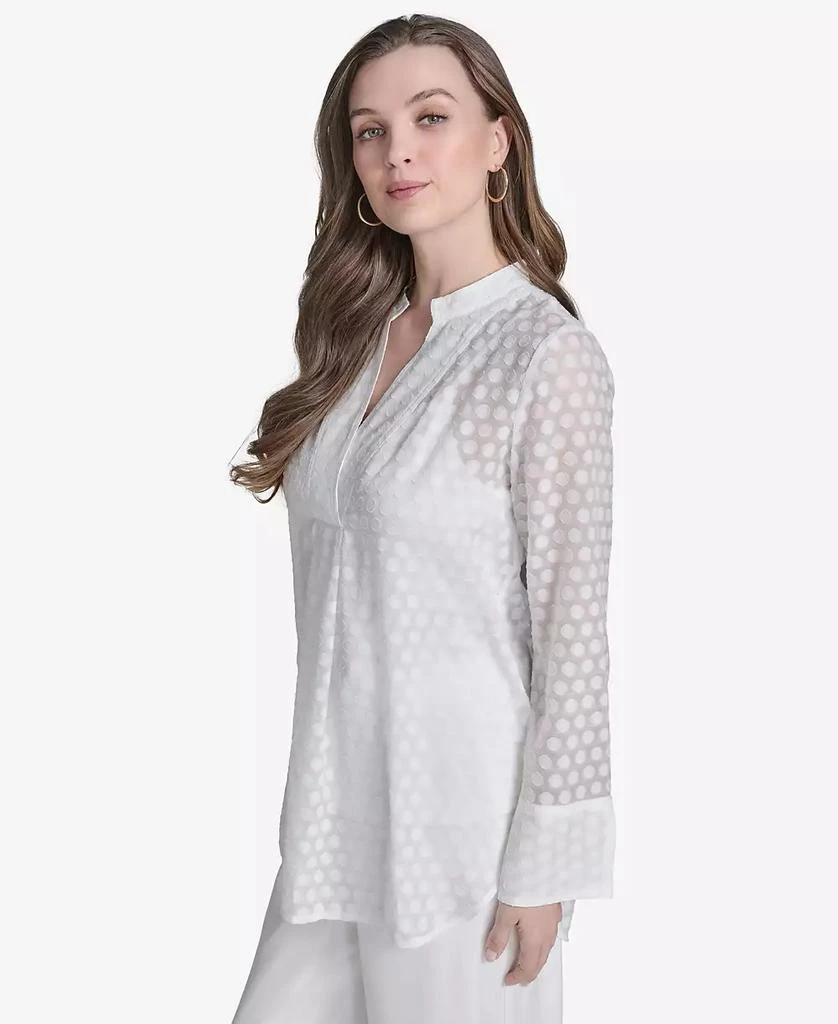 HALSTON Women's Dot Texture Long-Sleeve Blouse 3
