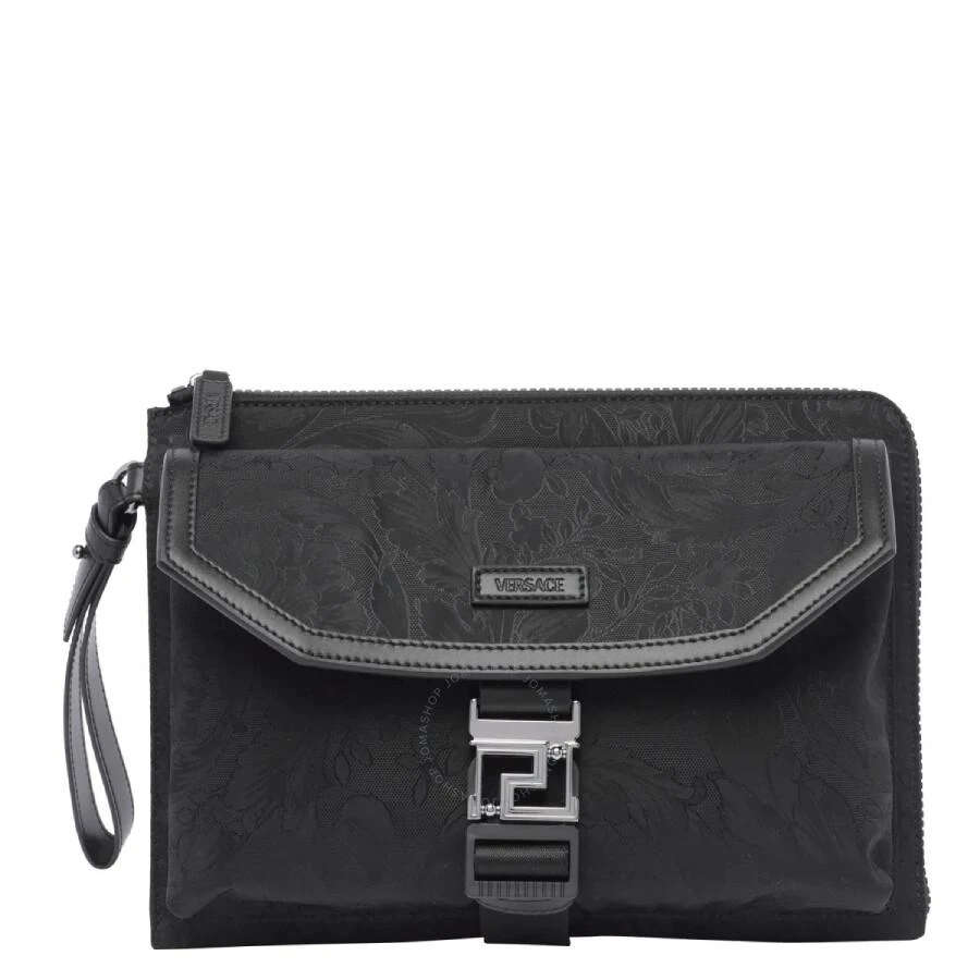 Versace Jacquard Pattern Logo-Patch Clutch Bag 1