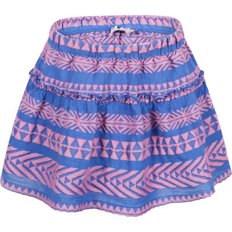 Devotion Geometric print skirt with shorties in pink and blue