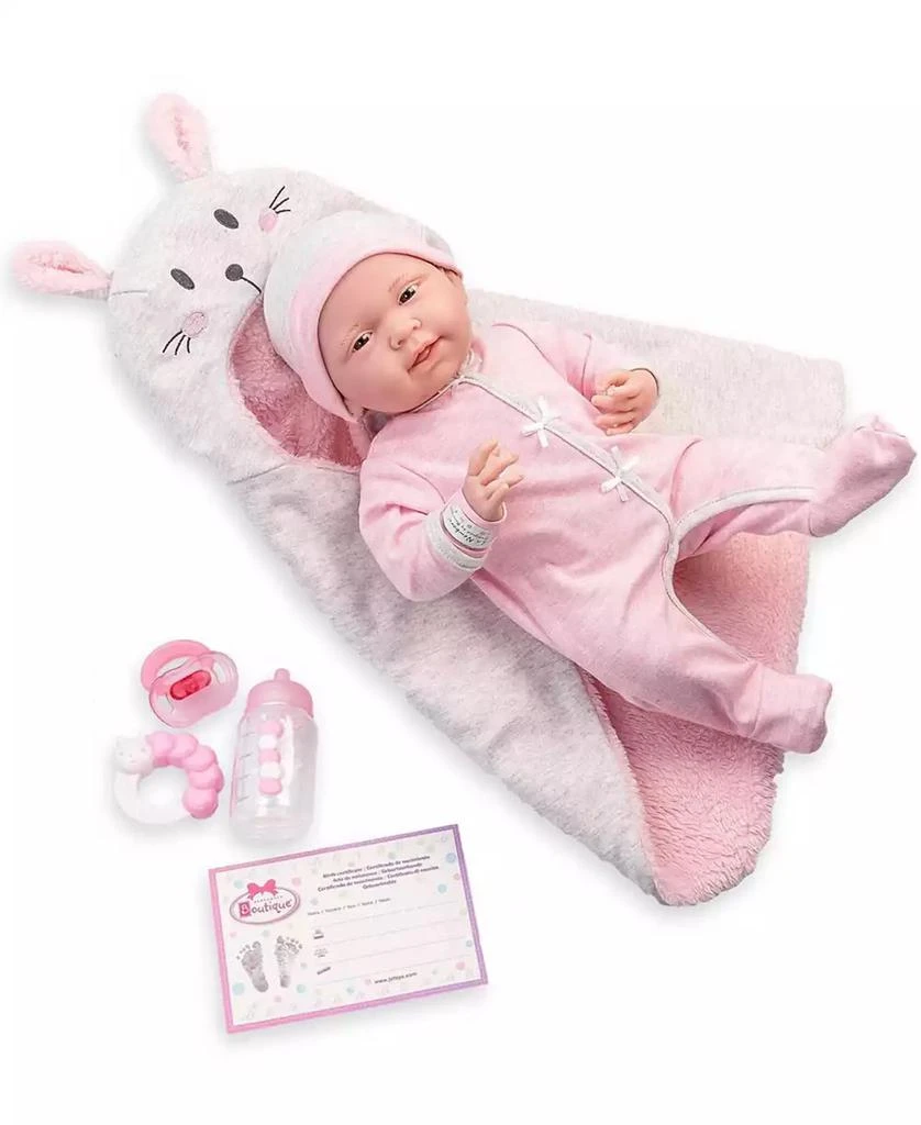 JC TOYS La Newborn Nursery 15.5" Baby Doll Bunting Bunny Gift Set, 9 Pieces